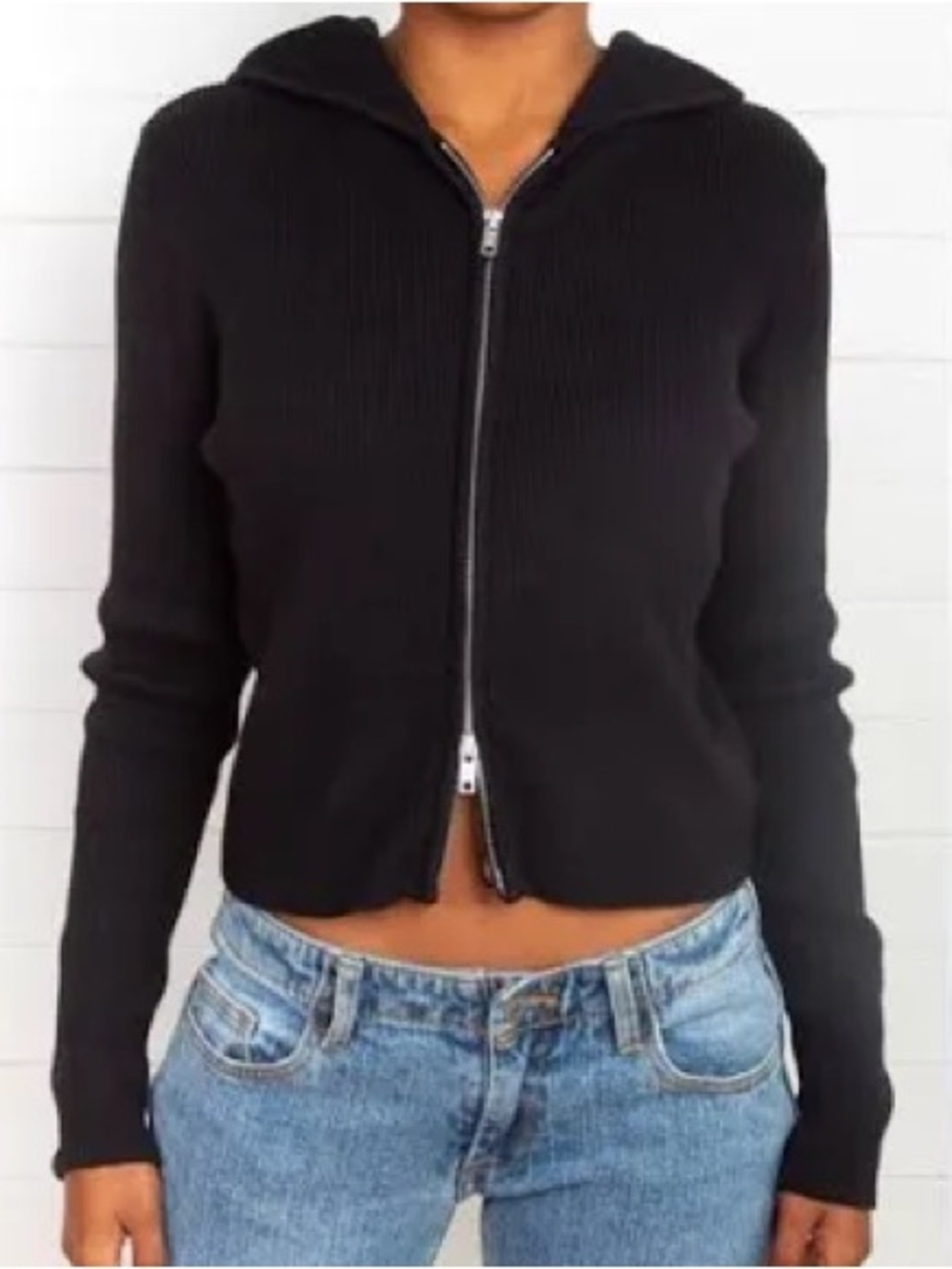 Brandy Melville/John Galt Arden Cropped Length Zip Up Hoodie Y2K